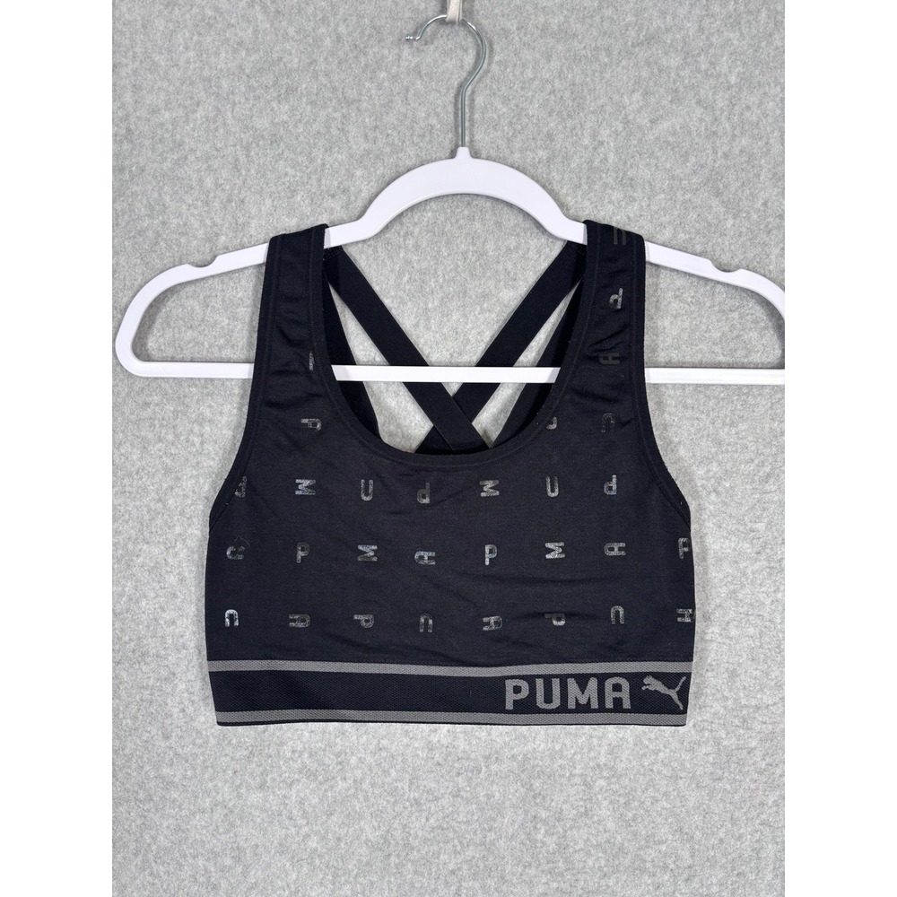 Puma Sports Bra Medium Seamless Crisscross Back Iridescent All Over Print Knit